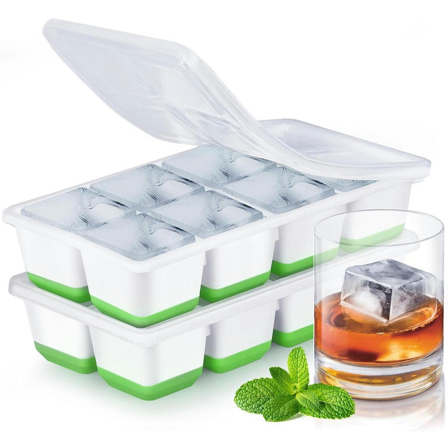 EISWÜRFELFORM 2er-Set Silikon mit Deckel Grün - Grün, Kunststoff (10/6/20cm)