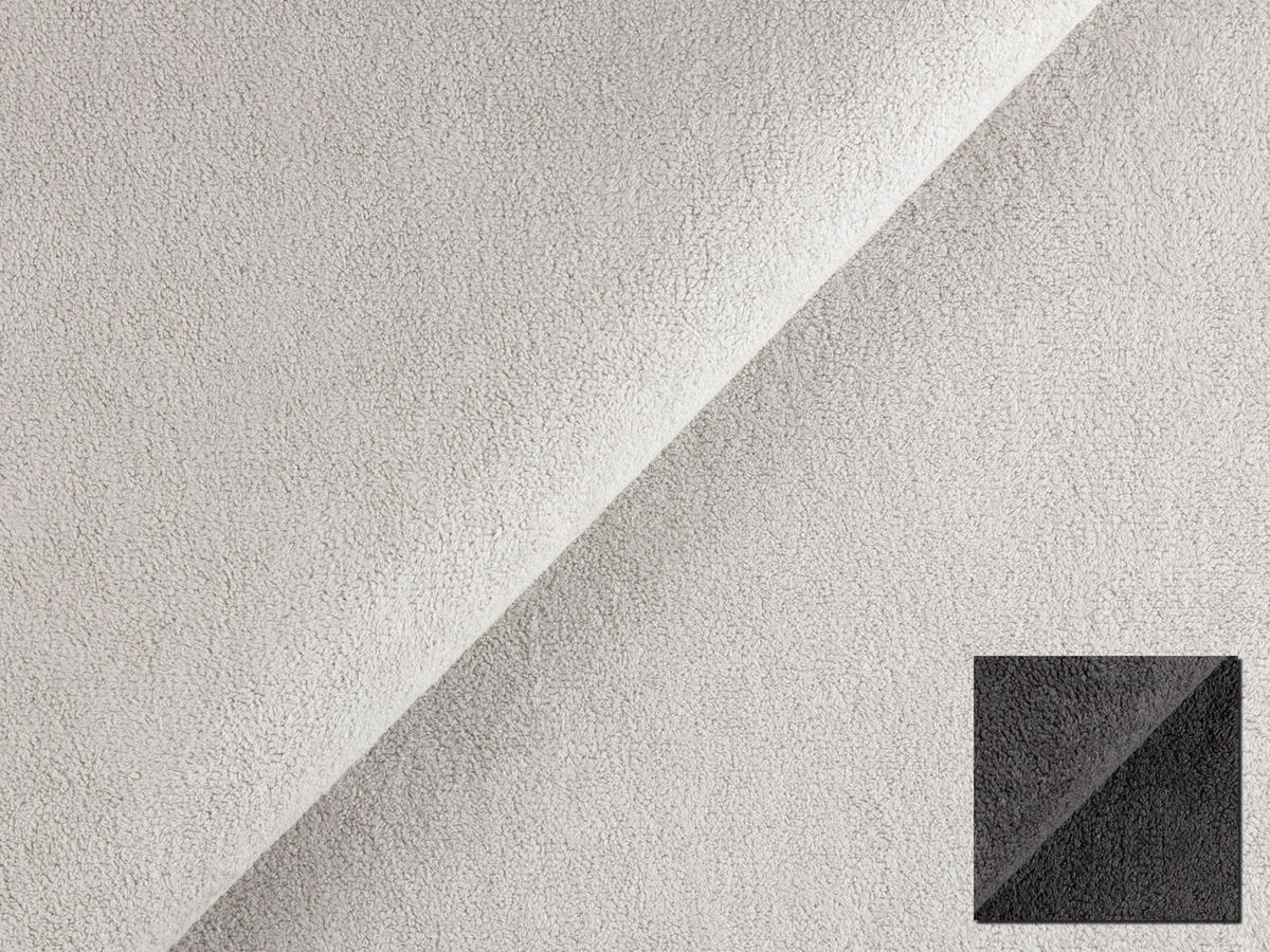 SCHLAFSOFA Vero im modernen und abgerundeten Design mit Bettkasten aus Hellgrau Plüschstoff mit graphiter Paspel - Hellgrau/Schwarz, Holz/Kunststoff (210/90/98cm) - S-Style Möbel