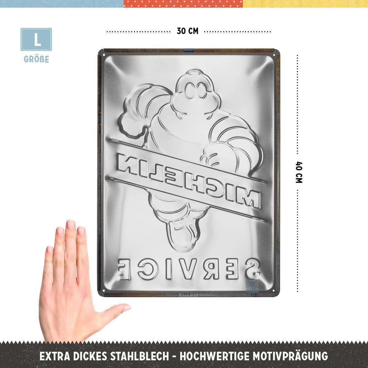 BLECHSCHILD 30/40 cm Michelin Service - Multicolor, Metall (30/40/0.2cm) - Nostalgic-Art