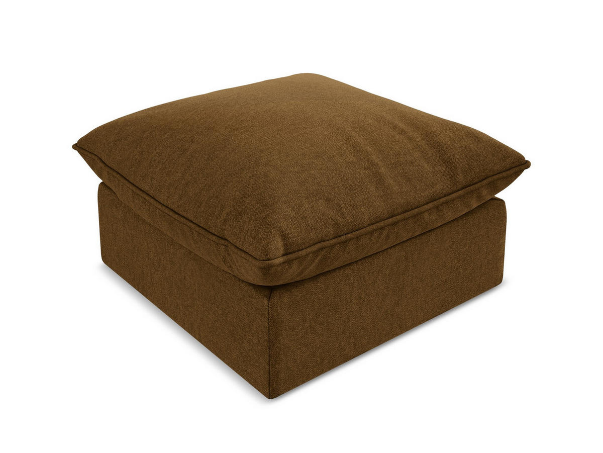 POUF Samt Stoff Gelb - Currygelb/Schwarz, Holzwerkstoff/Kunststoff (75/45/75cm) - Makamii