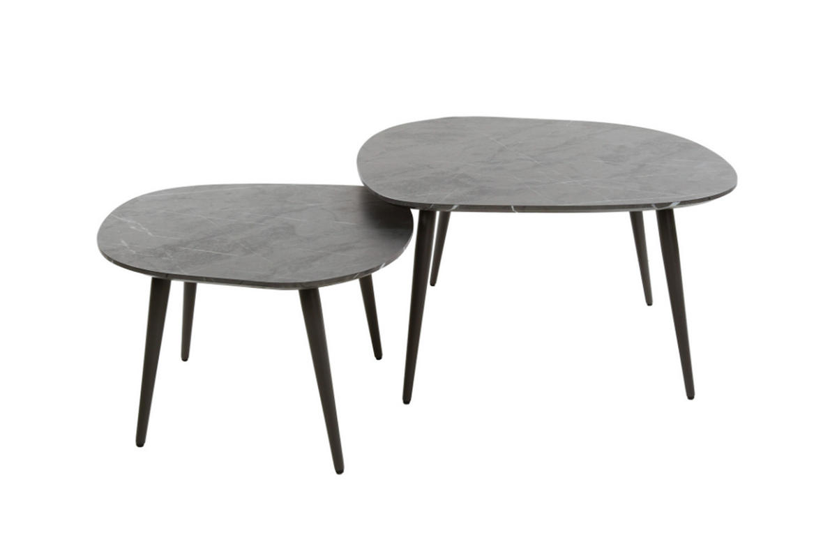 COUCHTISCH-SET PARANA Schwarz Kunststoff - Schwarz, Kunststoff/Metall (85/79/40cm) - KAWOLA