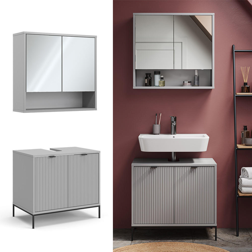 Vicco BADMÖBEL-SET Grau 70cm × 45cm × 63cm