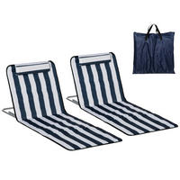 SONNENLIEGE 2er-Set Isomatten，Weiß und Blau 134 x 48 x 33–43 cm - Weiß, Metall (48/43/134cm) - Vallsero