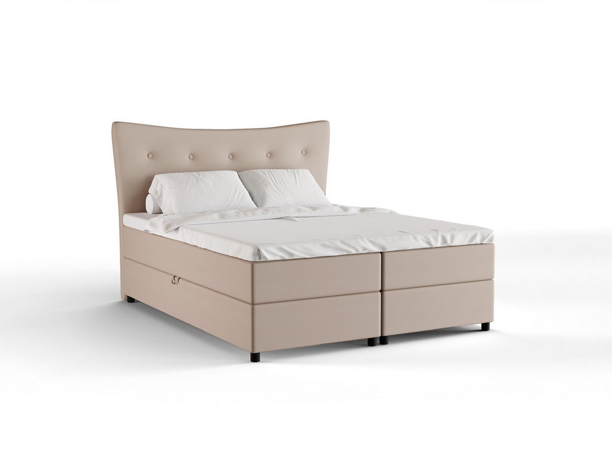 BOXBETT Nevada 160 x 200 cm Doppelbett mit hochwertiger Bonell-Matratze und Topper - cappuccino - Cappuccino, Holz (160/200cm) - Panda Möbel