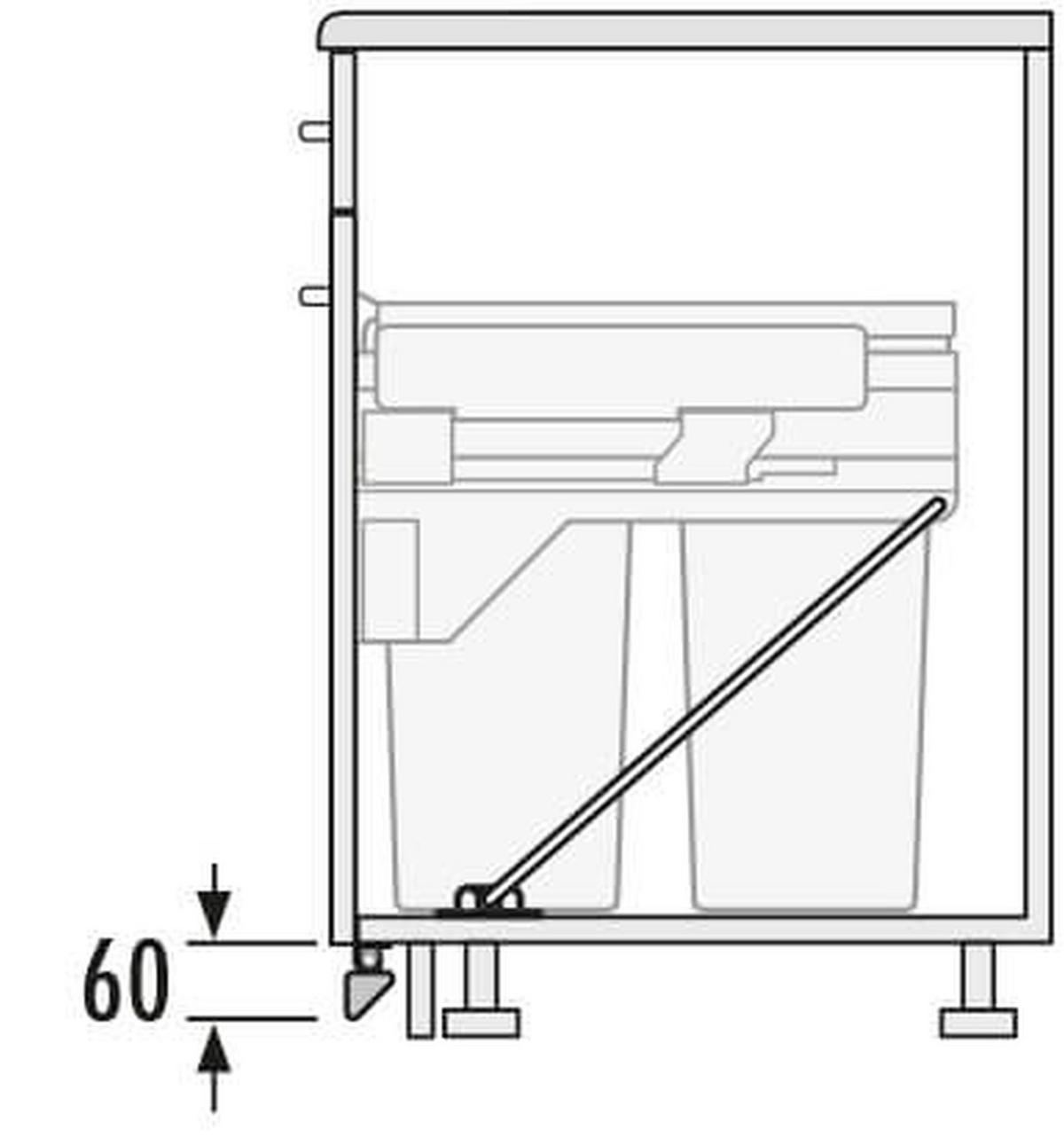 FUSSHEBEL Hailo Kick and Go für Mülleimer mit Frontauszug + Schubladen - Grau, Metall (12.2/6/1cm) - Hailo