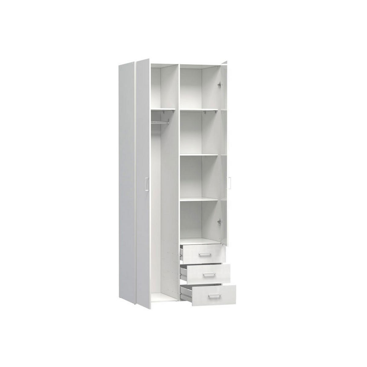 KLEIDERSCHRANK Spell Weiß Hochglanz 78/50/200 cm - Weiß, Holzwerkstoff (78/200/50cm) - ebuy24
