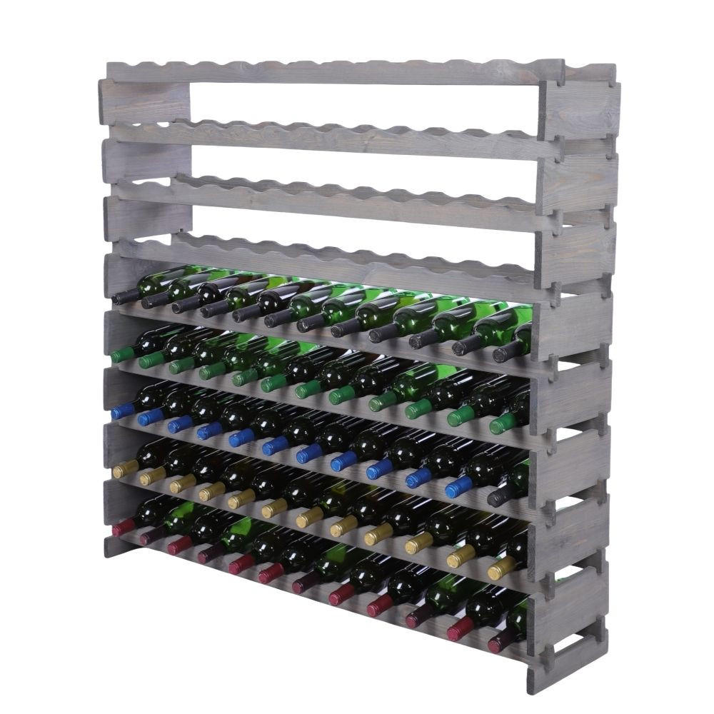 WEINREGAL VINOTECA FLEX PRO HxBxT 121x123x28cm 108 Flaschen auf 9 Ebenen Grau - Grau, Holz (123/121/28cm) - PROREGAL