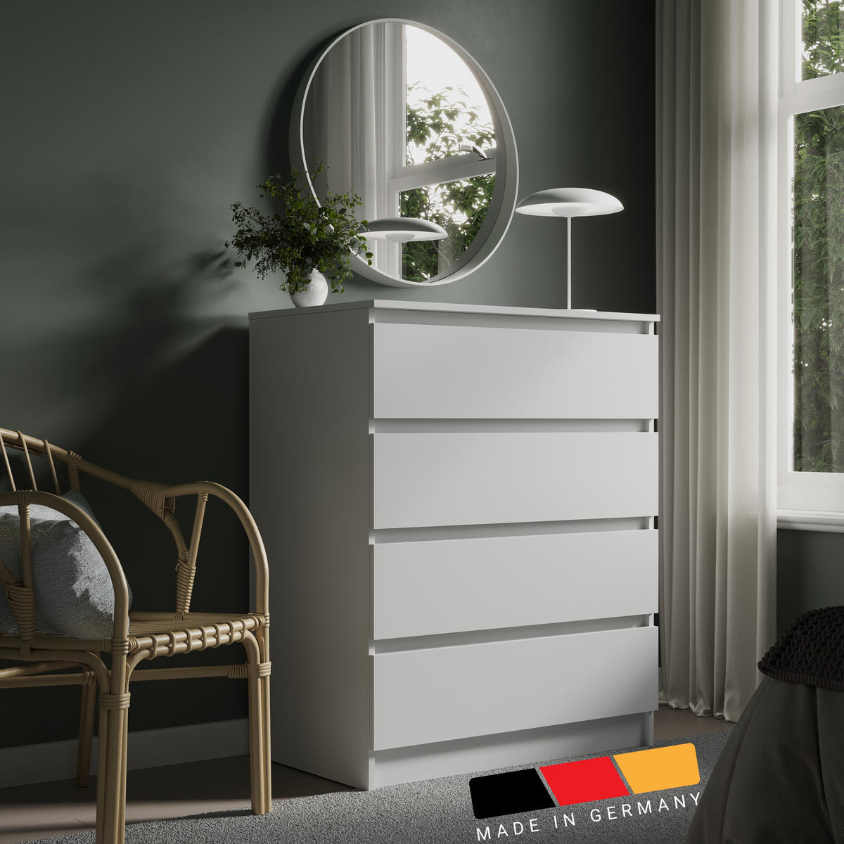 KOMMODE mit 4 Schubladen 80cm breit in weiß - Weiß, Holz (50/100/80cm) - Home Collective