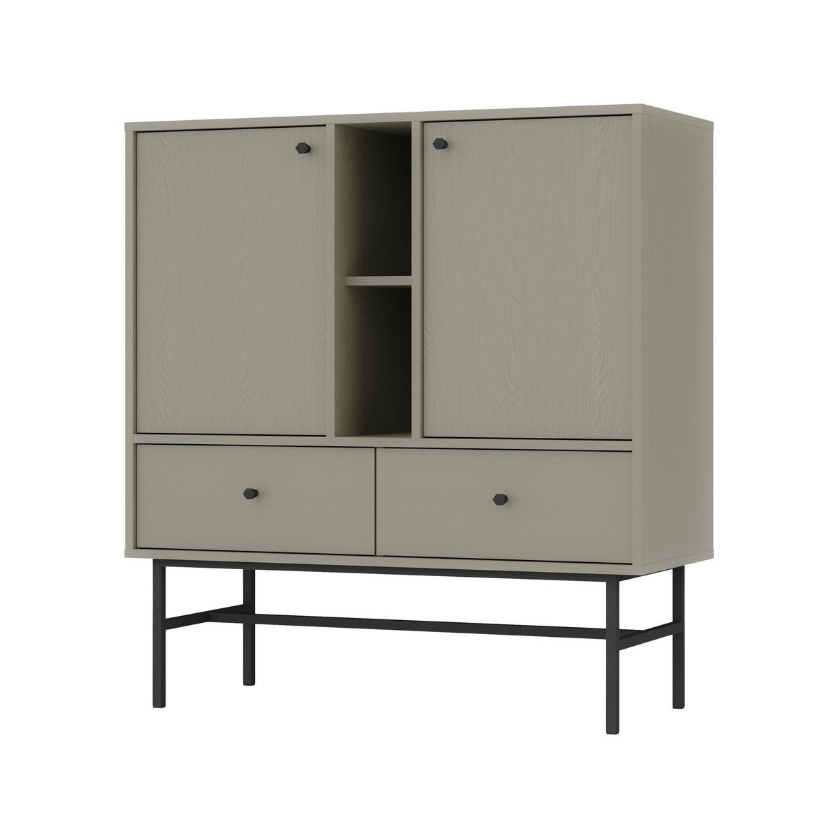 KOMMODE TORINO 100/108/41 cm mit 2 Schubladen 2 Türen Hellgrün - Hellgrün, Holzwerkstoff (100/108/41cm) - MASSENO