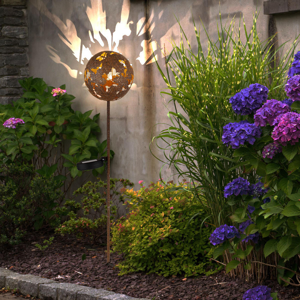 LED AUSSENLEUCHTE Metall Rostoptik Braun - Braun, Metall (12/12/91.5cm) - Globo Lighting