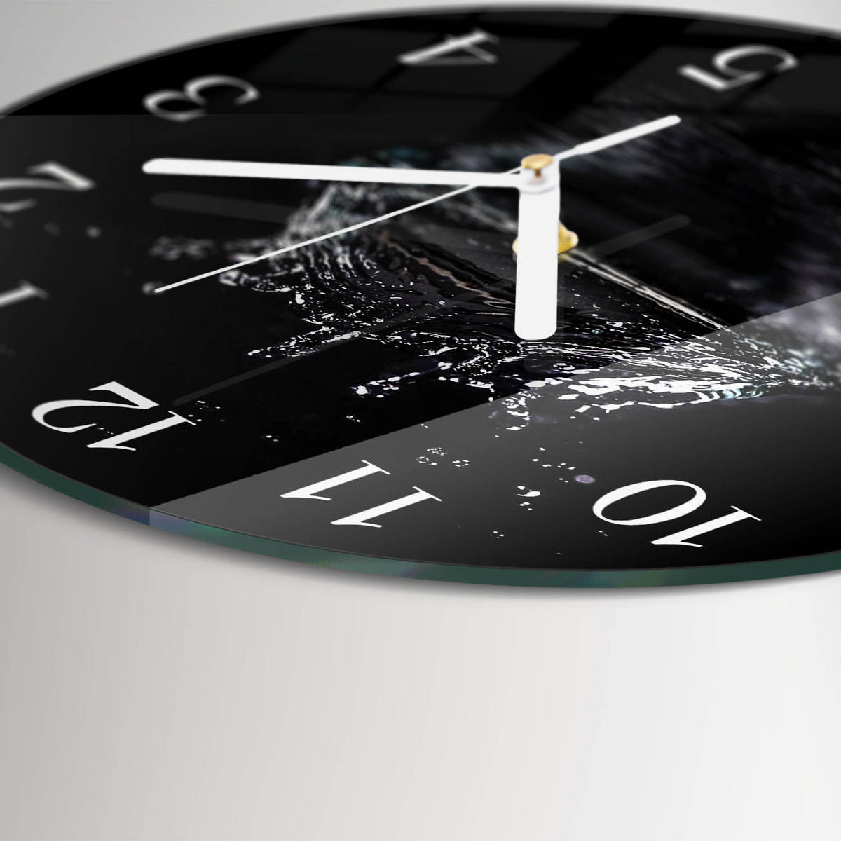 WANDUHR fi30 cm - Wasser - Schwarz, Glas (30/30/0.4cm) - TULUP