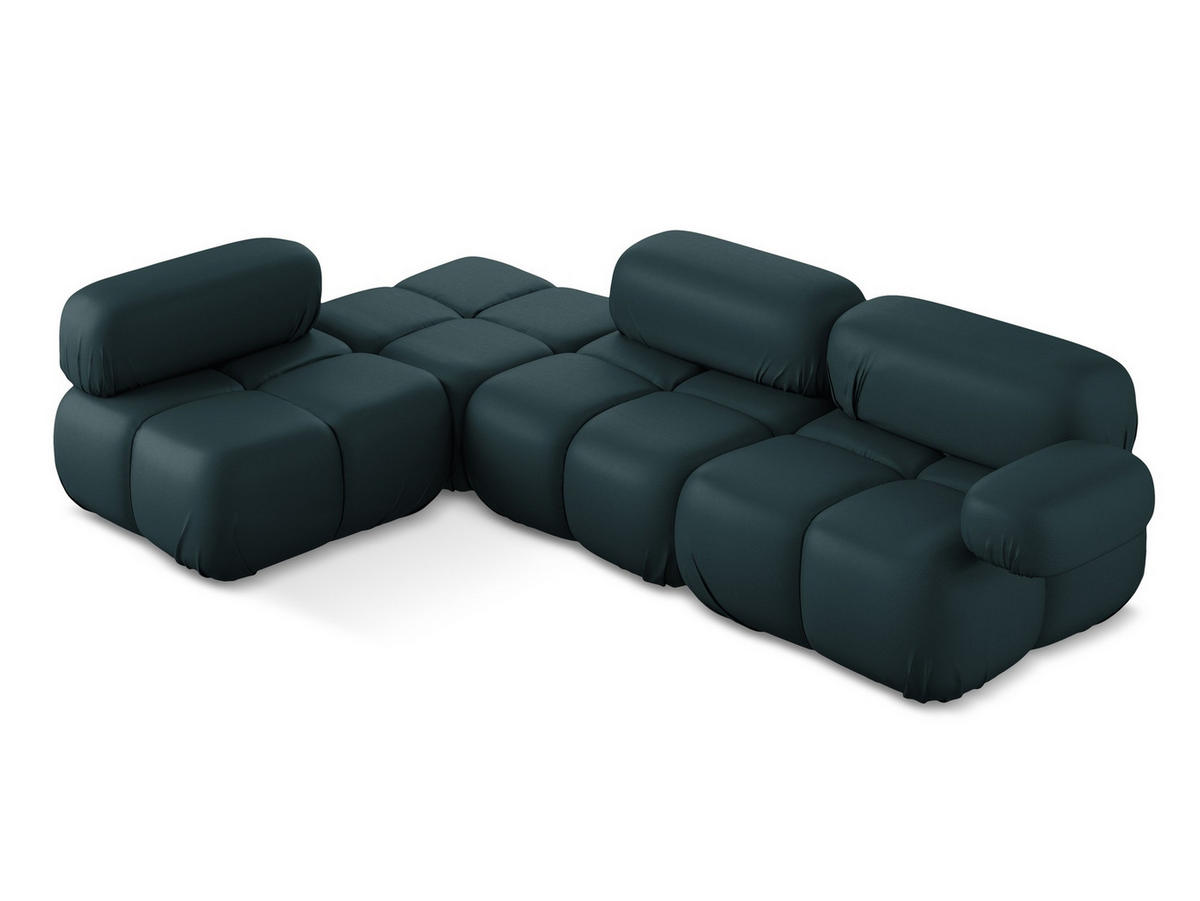 ECKSOFA Links Kunstleder Blau - Blau/Petrol, Leder/Kunststoff (190/285cm) - Makamii