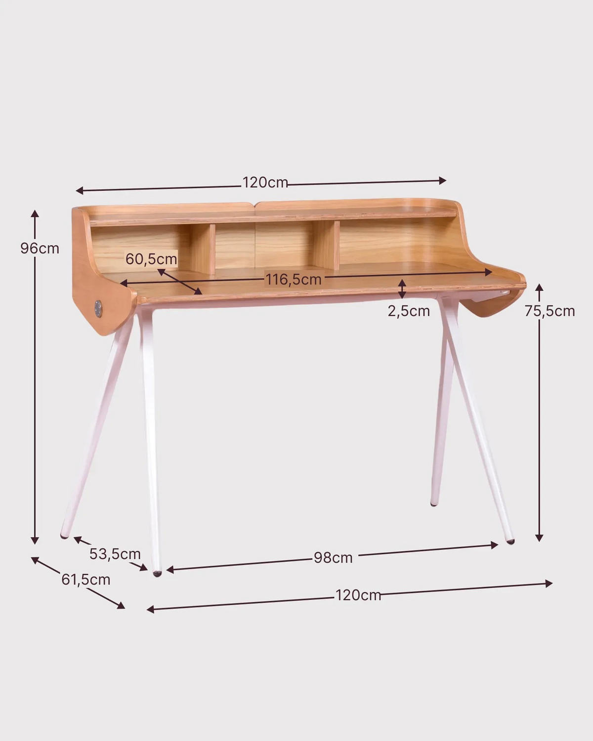 SCHREIBTISCHTISCH Rechteckig Eichefarben 62/120/96 cm - Eichefarben, Holz (62/120/96cm) - Nest Dream