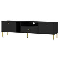 TV-MÖBEL Oktio Schwarz-Graphit 180 cm - Goldfarben/Schwarz, Holzwerkstoff/Metall (180/50/40.8cm) - Selsey