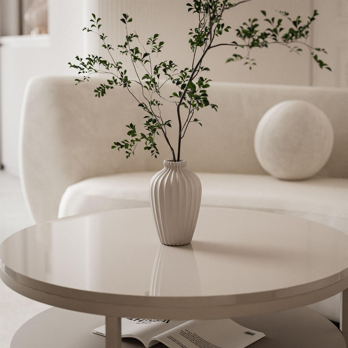 COUCHTISCH CIRI SLIM KASCHMIR HOCHGLANZ mit Regal - Beige, Holzwerkstoff (60/60/42cm) - Lookway
