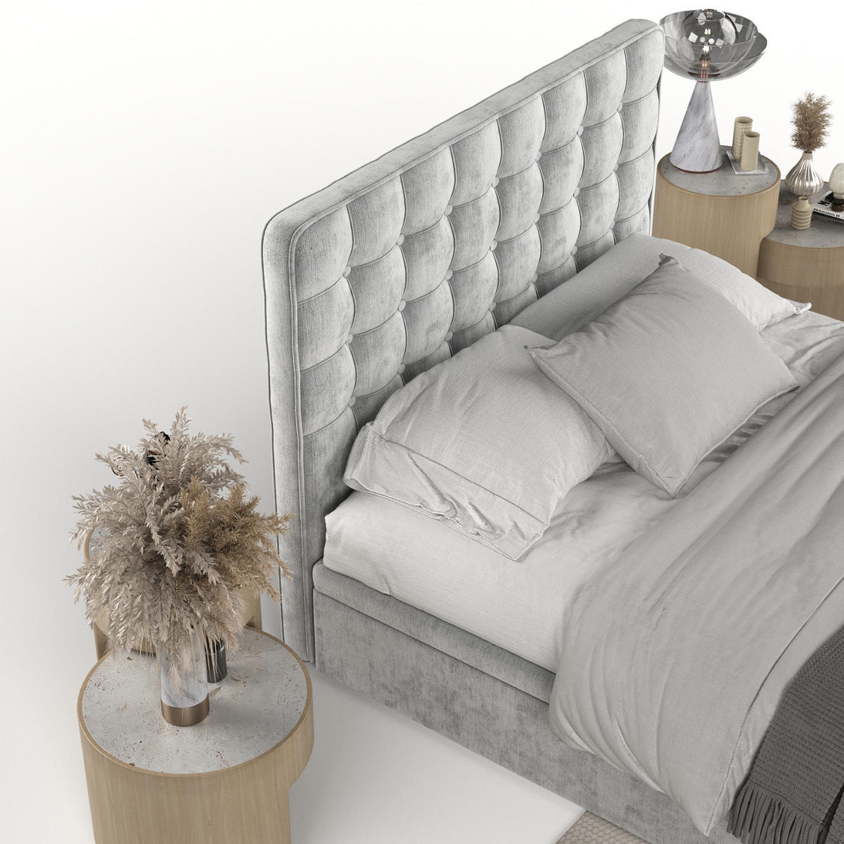 POLSTERBETT Celestia mit Stauraum 120/200 cm Hellgrau im Lotta Stoff - Hellgrau/Schwarz, Holz/Holzwerkstoff (120/200cm) - AltaBeds