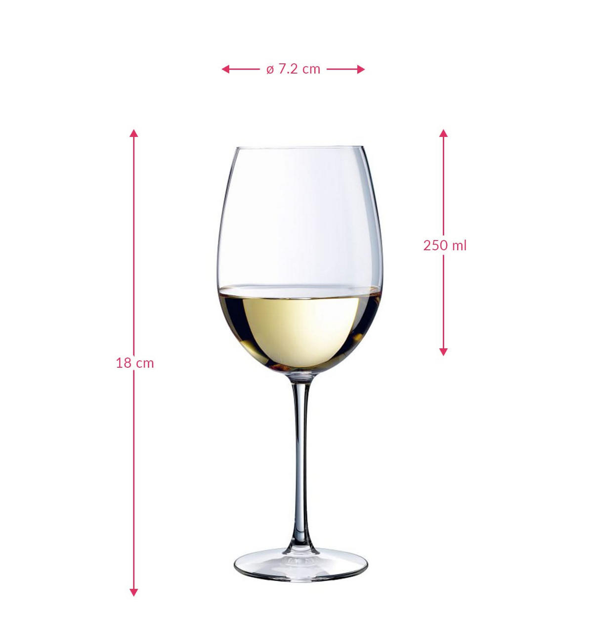 WEISSES WEINGLAS Weiße Weingläser Cabernet 250 ml - 6 Stücke - Transparent, Glas (0.25L)