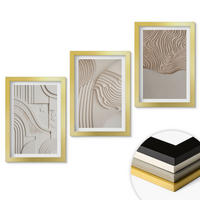 WANDBILDER 3er Set - 20x30 cm Goldrahmen - Abstrakte Muster beige weiß - Goldfarben, Kunststoff (20/30cm) - ArtPrintCave