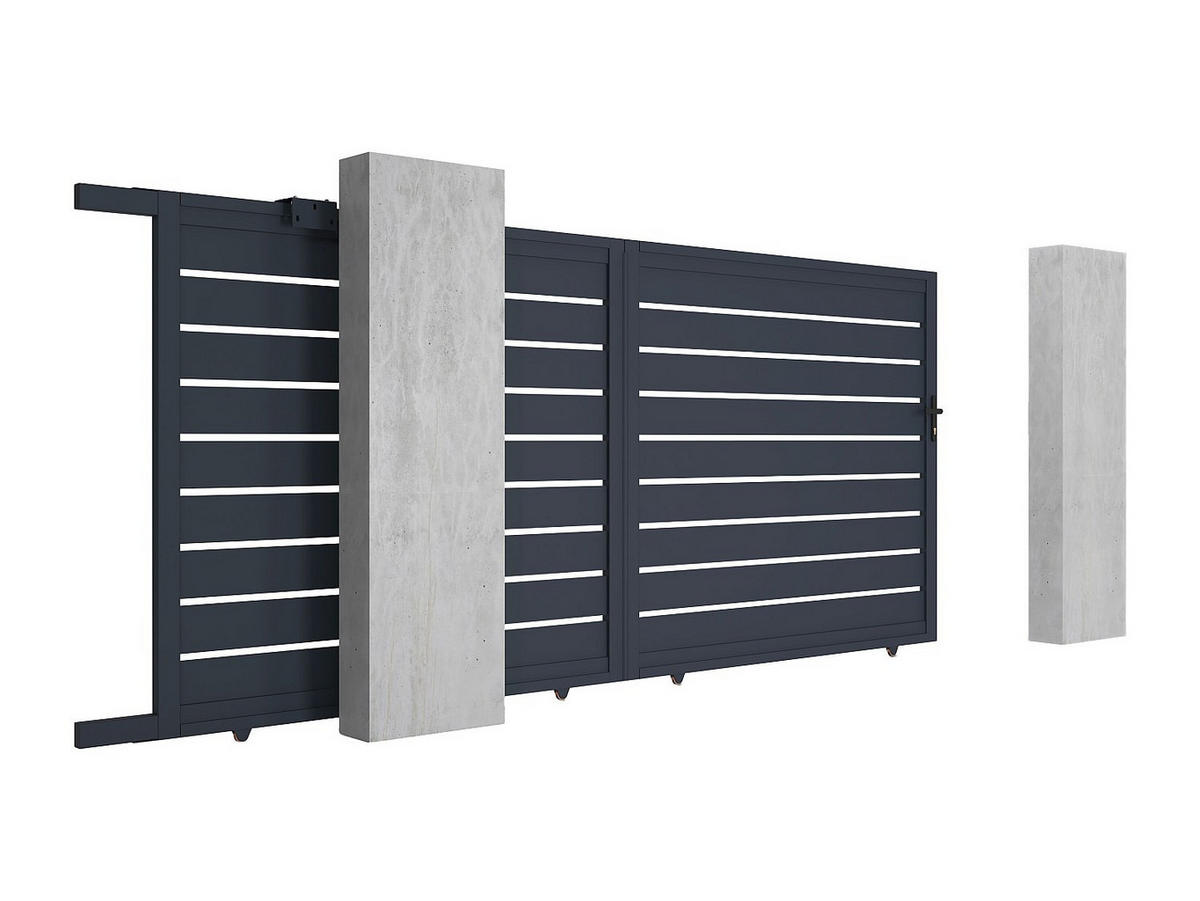 GARTENTOR Schiebetor - 416 x 183 cm - durchbrochen - Aluminium - Anthrazit - PRIMO - Anthrazit, Metall (390/181cm) - Vente-Unique