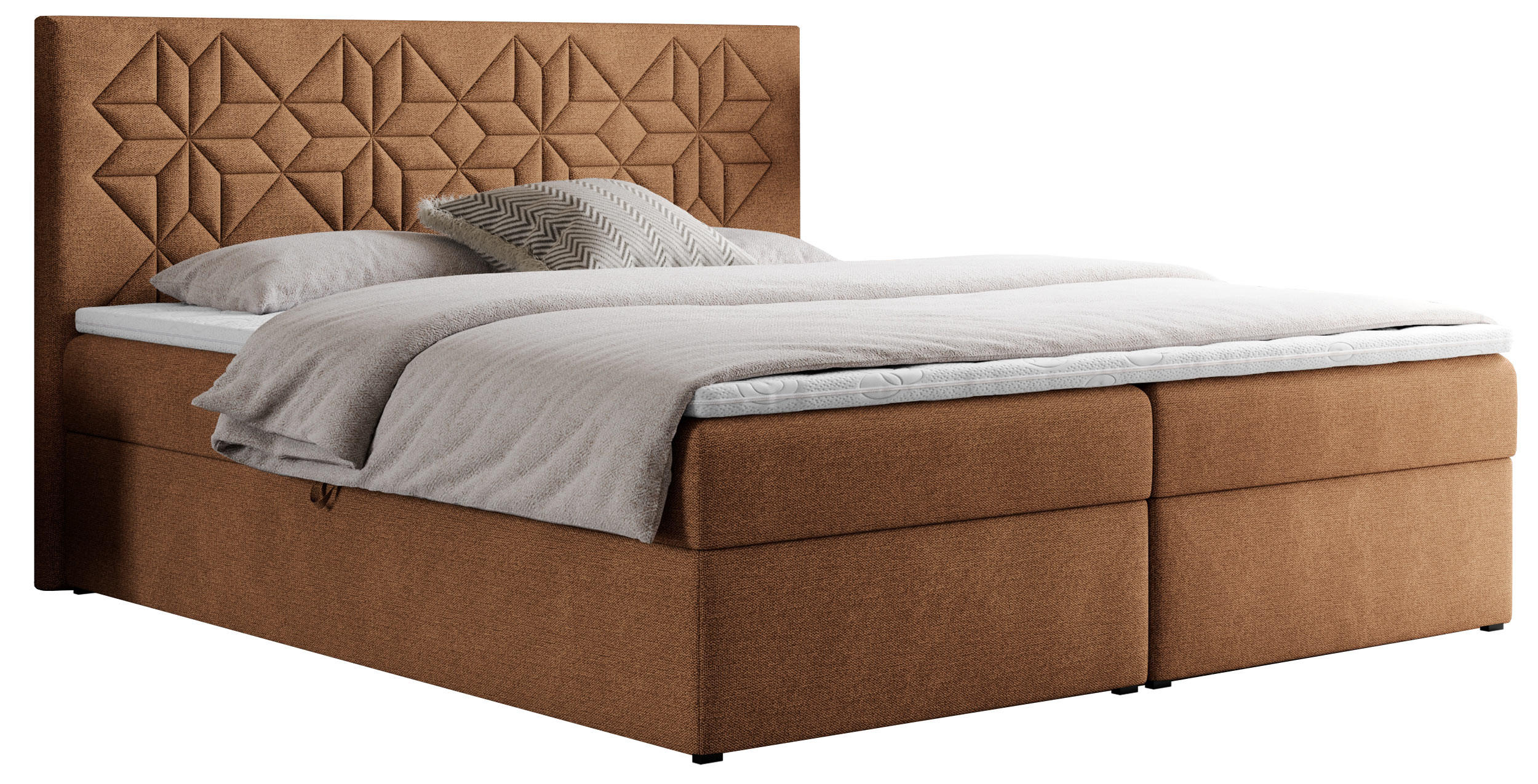 BOXBETT LEILA 180/200 Orange Struktur - H3 - Orange, Holz/Textil (180/200cm) - MKS