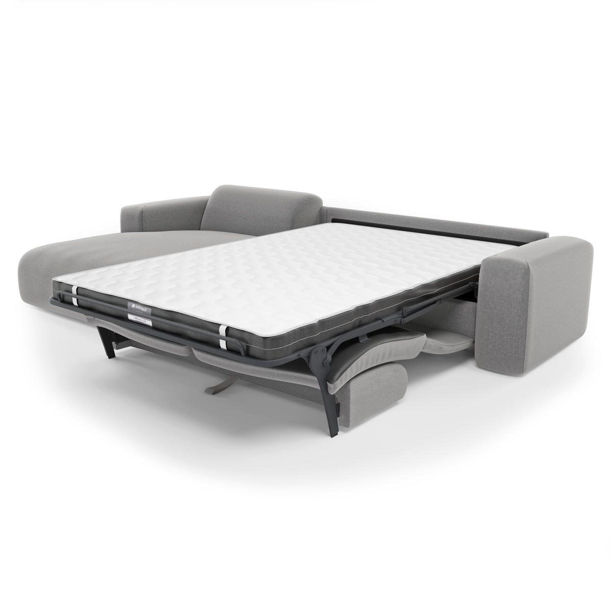 ECKSOFA LINKS SCHLAFSOFA Rastergewebe Hellgrau 280cm - Hellgrau/Grau, Textil (165/280cm) - Sia Home