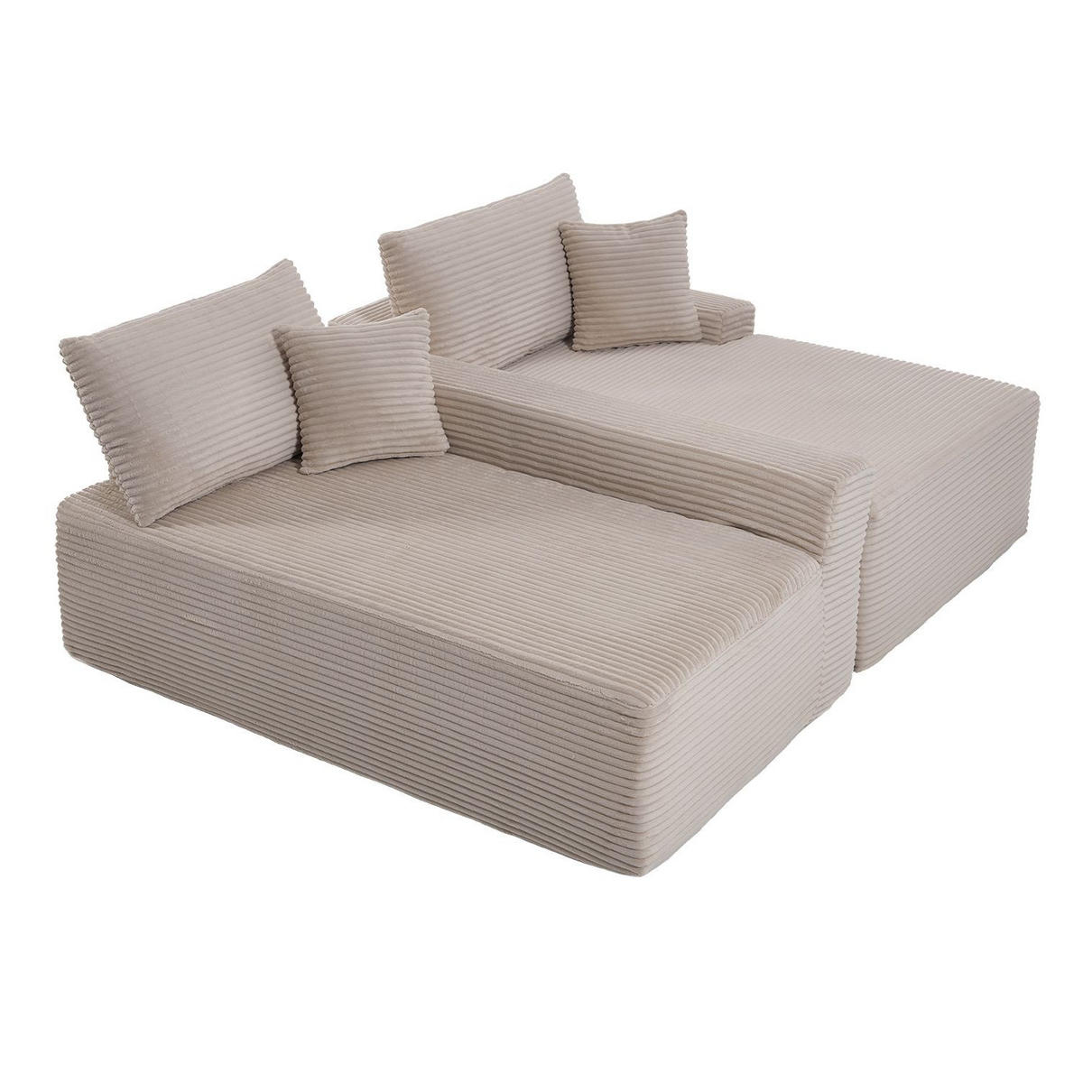 SOFA Coredo taupe Cord - Taupe, Textil (250/155cm) - Juskys