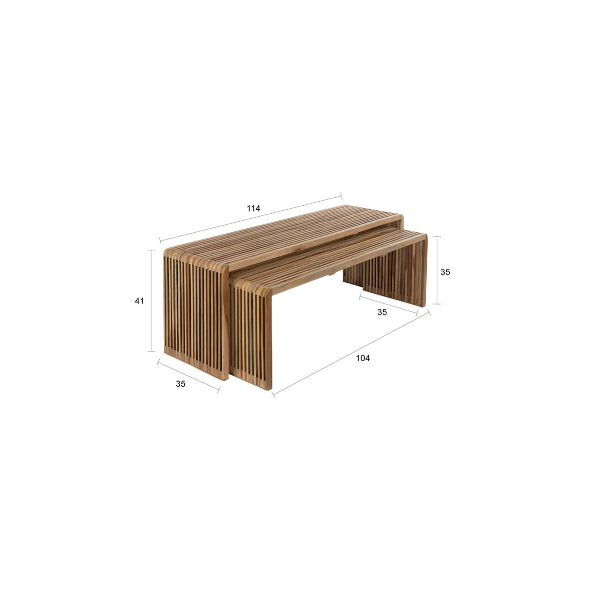 COUCHTISCH Djia Rechteckig 2er-Set - Braun, Holz (114/35/41cm) - Housecraft Living