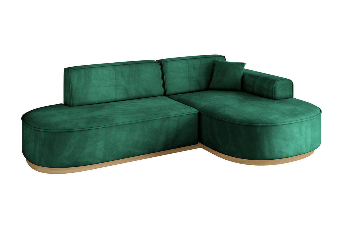 ECKSOFA Ottomane Rechts MARI-L1-v2 - 243x171x83 cm Grün Velours - Grün, Holzwerkstoff/Textil (171/243cm) - ALTDECOR