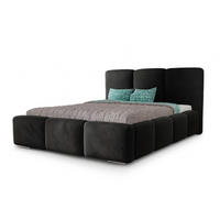 POLSTERBETT ROYAL, 160 x 200 cm mit Bettkasten und Lattenrost aus Metall, Velourstoff, Frabe: Schwarz - Schwarz, Holz/Kunststoff (160/200cm) - Agmat-Furniture