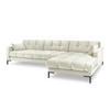 ECKSOFA rechts Mamaia aus Samt leichtes beige 5 Sitzplätze - Creme, Textil (185/293cm) - Micadoni