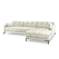 ECKSOFA rechts Mamaia aus Samt leichtes beige 5 Sitzplätze - Creme, Textil (185/293cm) - Micadoni