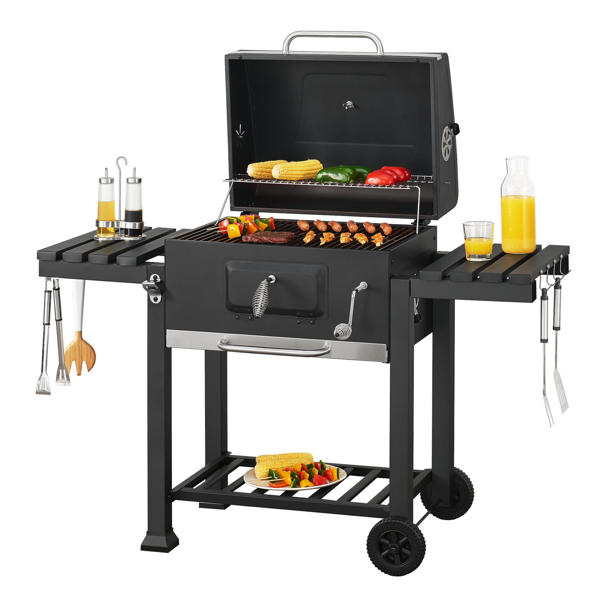 GRILLWAGEN Arnad - Schwarz, Metall (135/105/47.5cm) - casa.pro