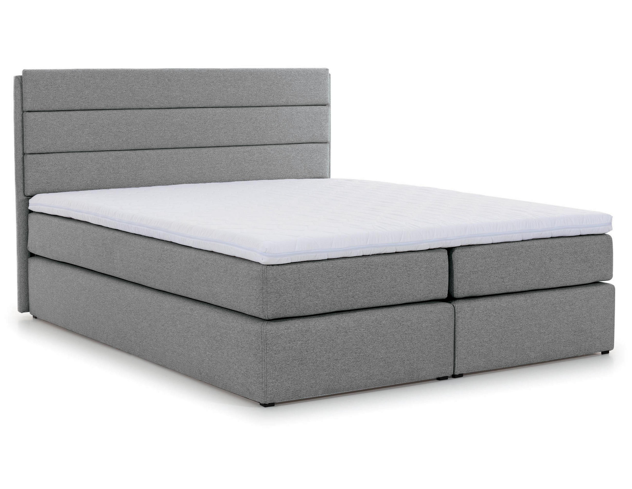 BOXBETT Sequoio 180/200 cm in Grau – mit Matratze und Topper - Schwarz/Grau, Holz/Holzwerkstoff (180/200cm) - AX Living