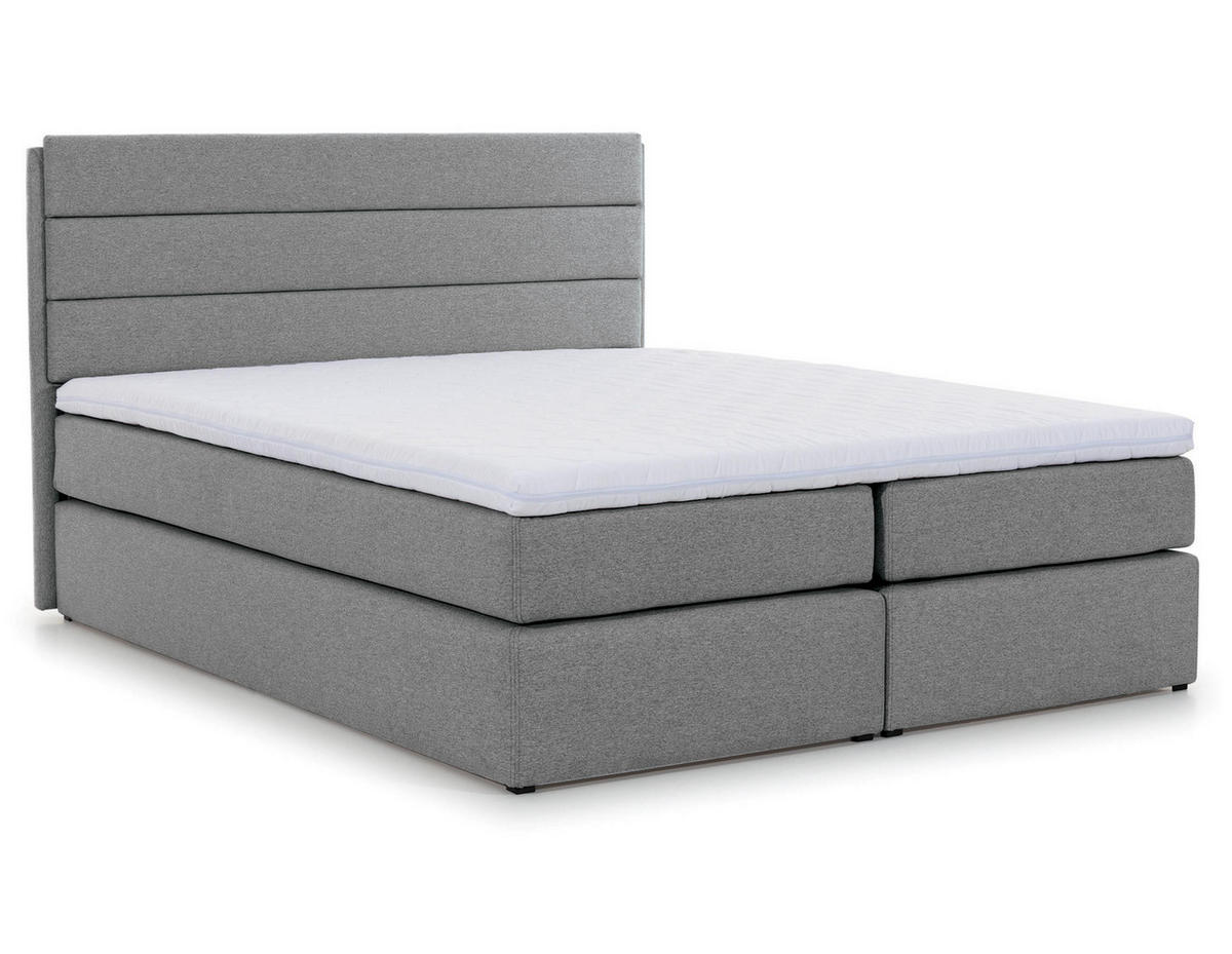 BOXBETT Sequoio 180/200 cm in Grau – mit Matratze und Topper - Schwarz/Grau, Holz/Holzwerkstoff (180/200cm) - AX Living