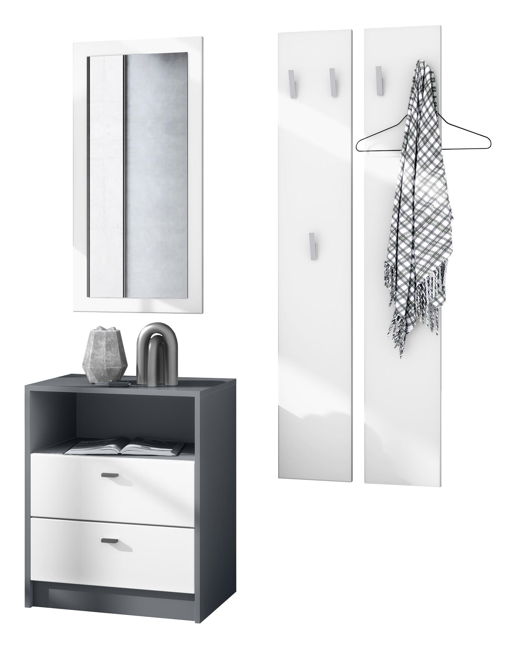 Vladon Garderobe Weiß 130x185x36 cm