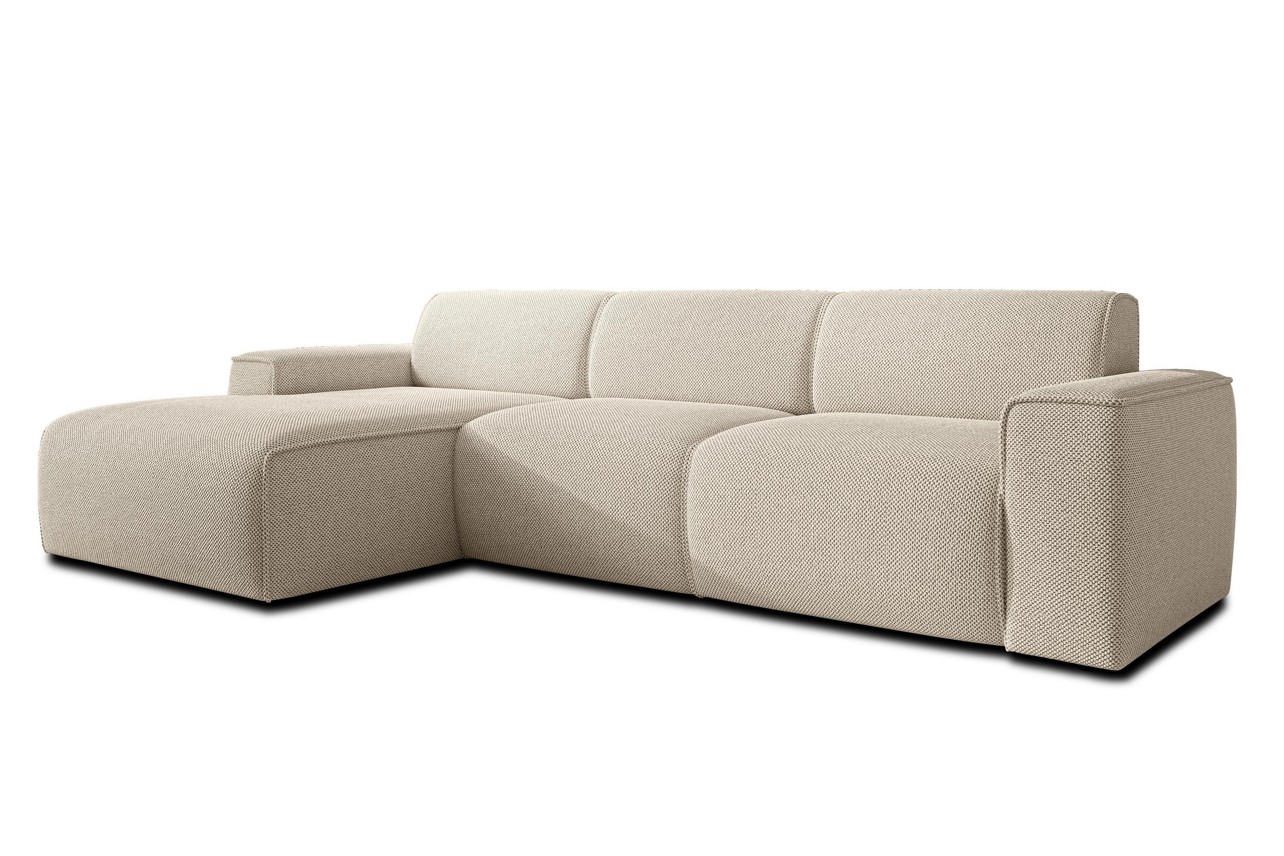 ECKSOFA L Form Didim mini Beige 310/165/78 cm – stilvolle kleine Eckcouch L - Beige/Schwarz, Kunststoff/Textil (165/310cm) - AX Living