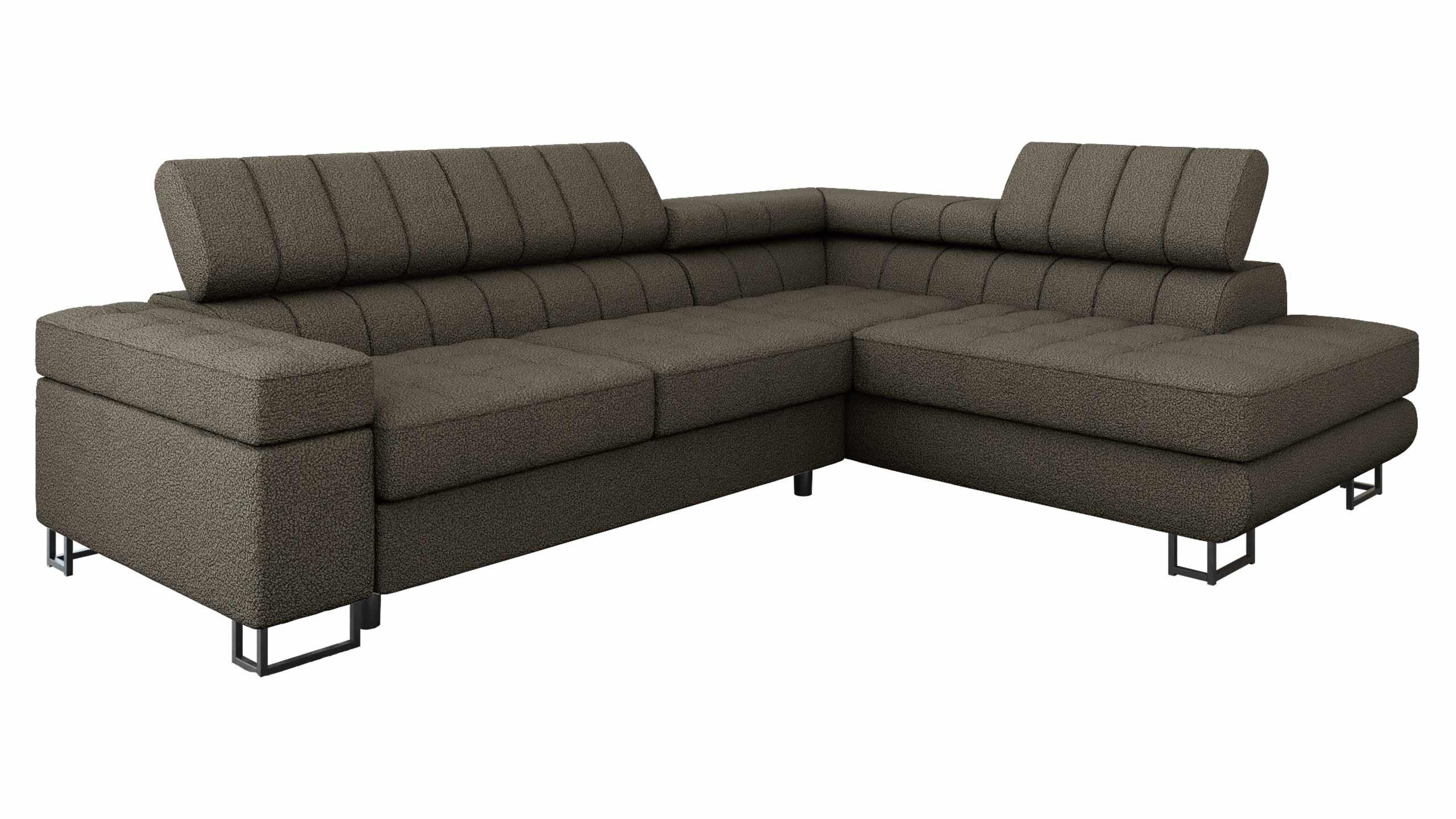 ECKSOFA Laris Premium, Seite: Rechts - Dunkelbraun/Schwarz, Holz/Textil (271/203cm) - MIRJAN24