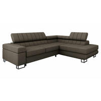 ECKSOFA Laris Premium, Seite: Rechts - Dunkelbraun/Schwarz, Holz/Textil (271/203cm) - MIRJAN24