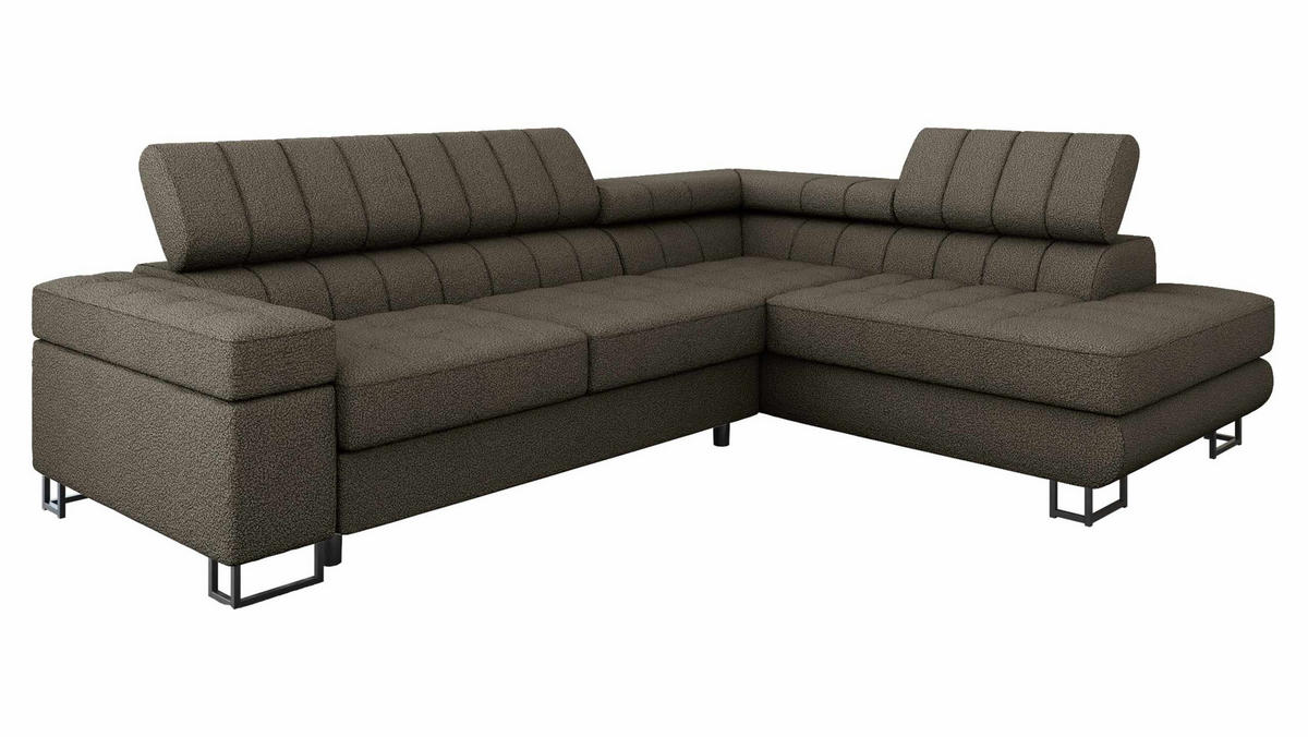 ECKSOFA Laris Premium, Seite: Rechts - Dunkelbraun/Schwarz, Holz/Textil (271/203cm) - MIRJAN24