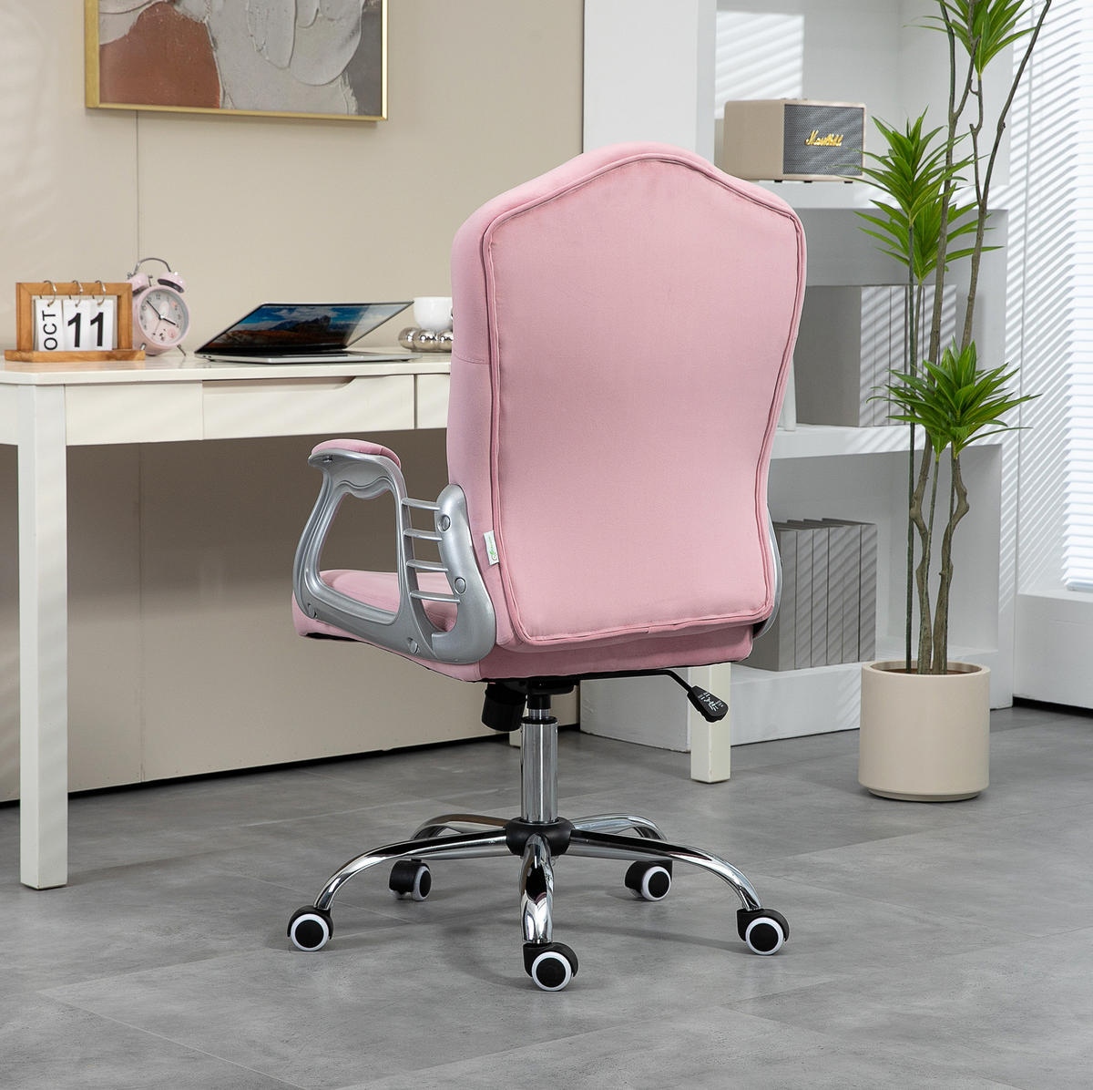 BÜROSTUHL höhenverstellbar mit Wippfunktion Polyester Pink - Pink, Kunststoff (61/114/61cm) - Meubliv