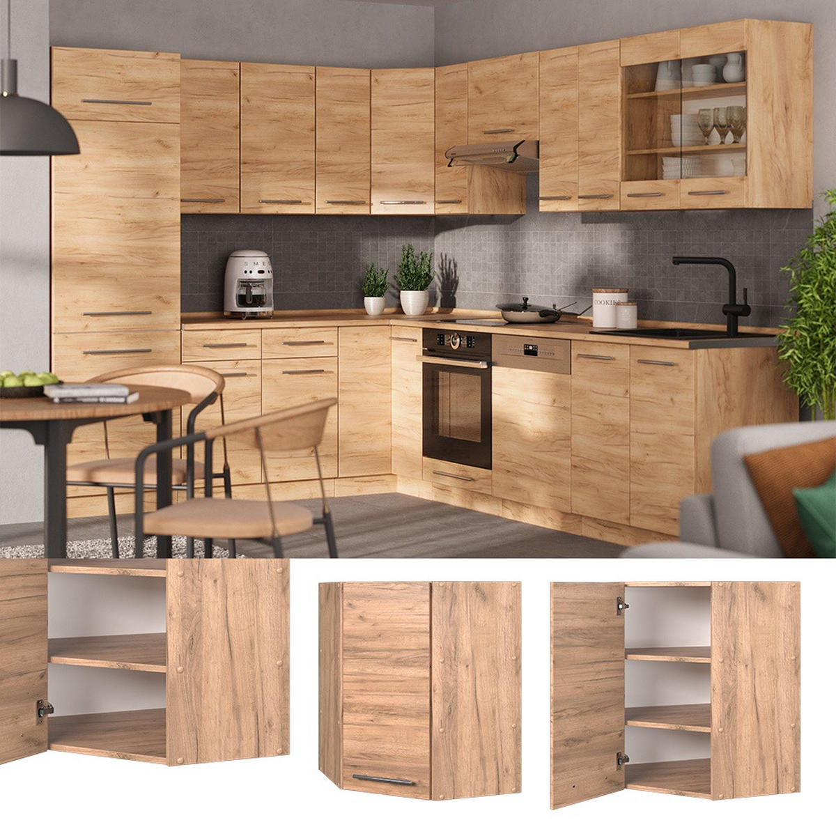 ECKHÄNGESCHRANK Fame-Line Goldkraft Eiche 57 cm - Honigeiche, Holzwerkstoff (57/72/34.1cm) - Vicco