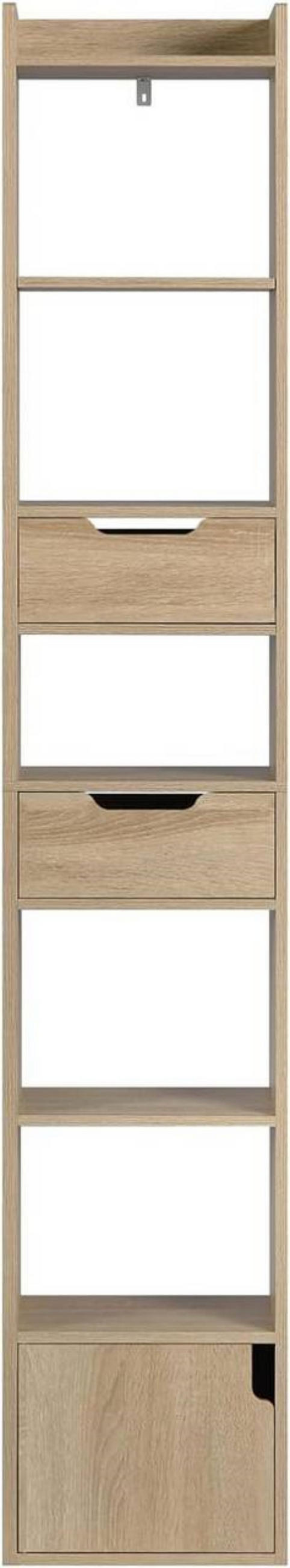 BÜCHERREGAL mit 6 Ablagen, aus Holzwerkstoff, Helle Eiche - Eichefarben, Holzwerkstoff (33/181/24cm) - Woltu
