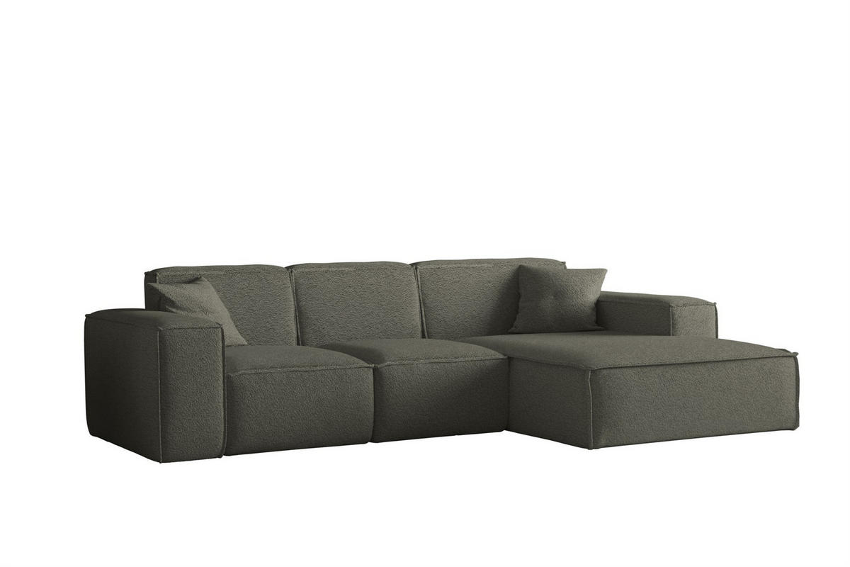 ECKSOFA Ottom Celes Premium Ascot Bukla - Jadegrün, Holzwerkstoff/Textil (266/165cm) - Fun Möbel
