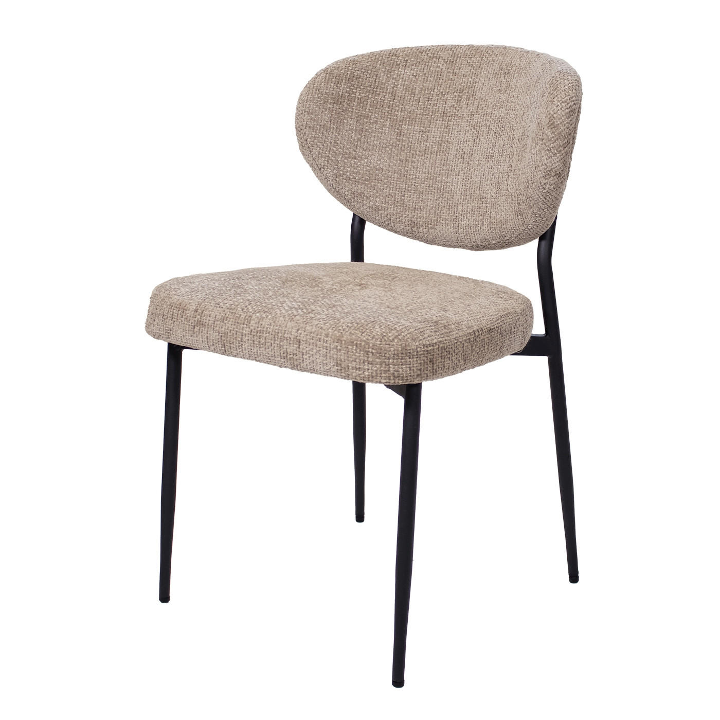 ESSZIMMERSTUHL 2er Set 2er Set aus Stoff, taupe - Taupe/Schwarz, Textil/Metall (57/80/58cm) - Giga Meubel