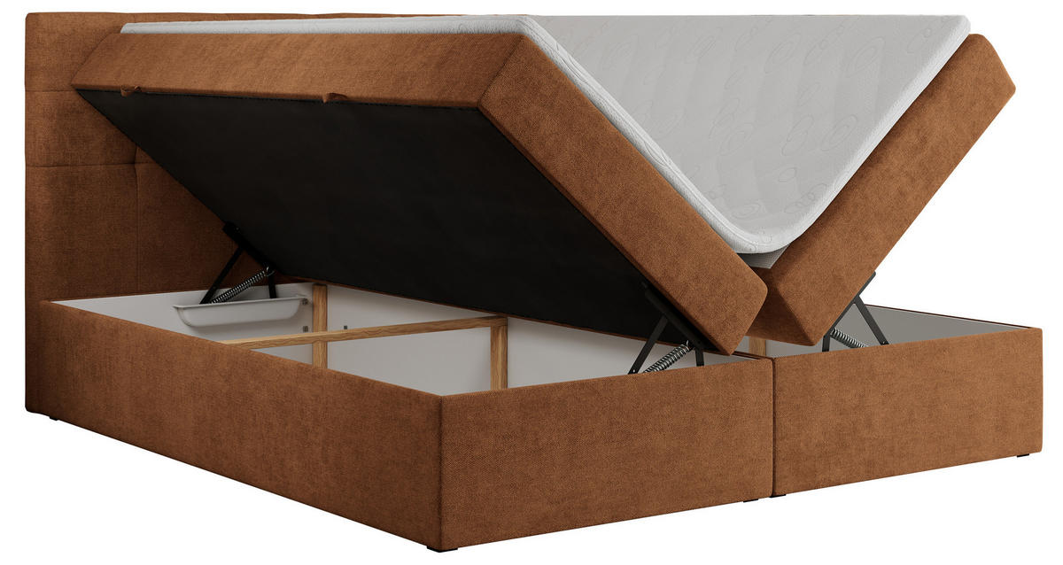 BOXBETT CENTO 180/200 Orange Strukture - H3 - Orange, Holz/Textil (180/200cm) - MKS