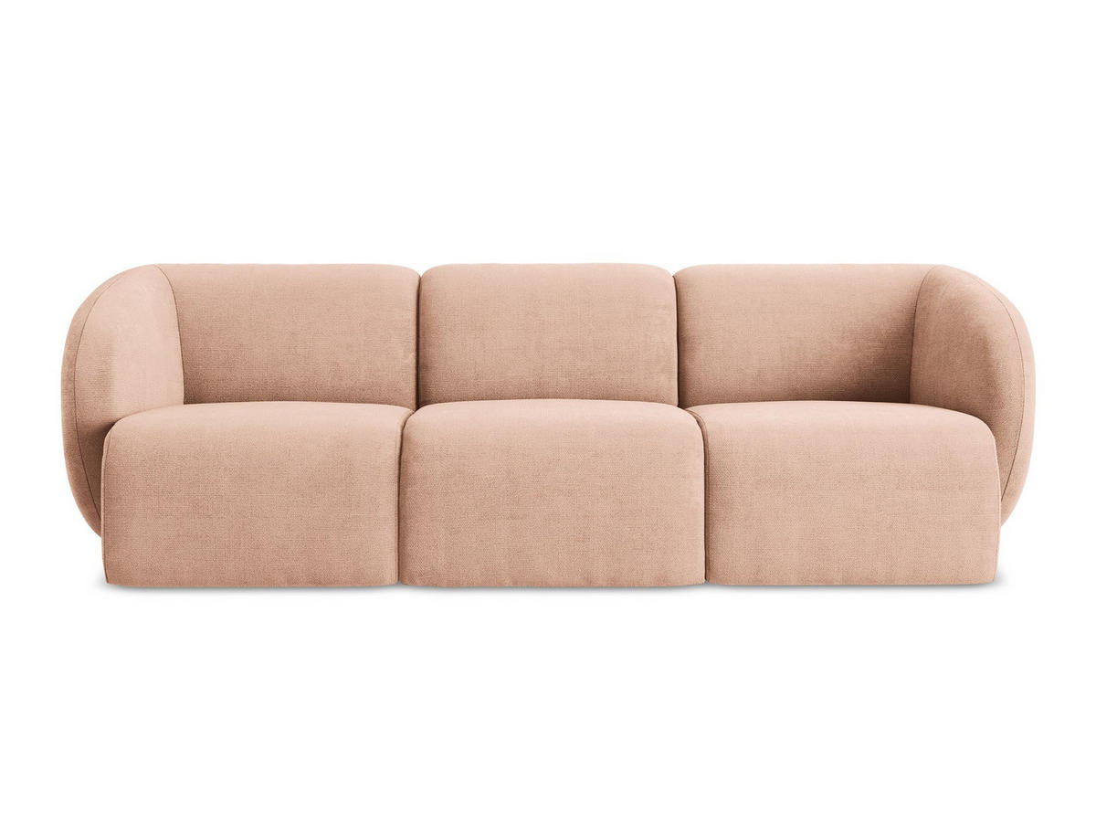 3-SITZER SOFA Chenille Stoff Pink - Koralle/Schwarz, Holzwerkstoff/Kunststoff (244/75/94cm) - Makamii