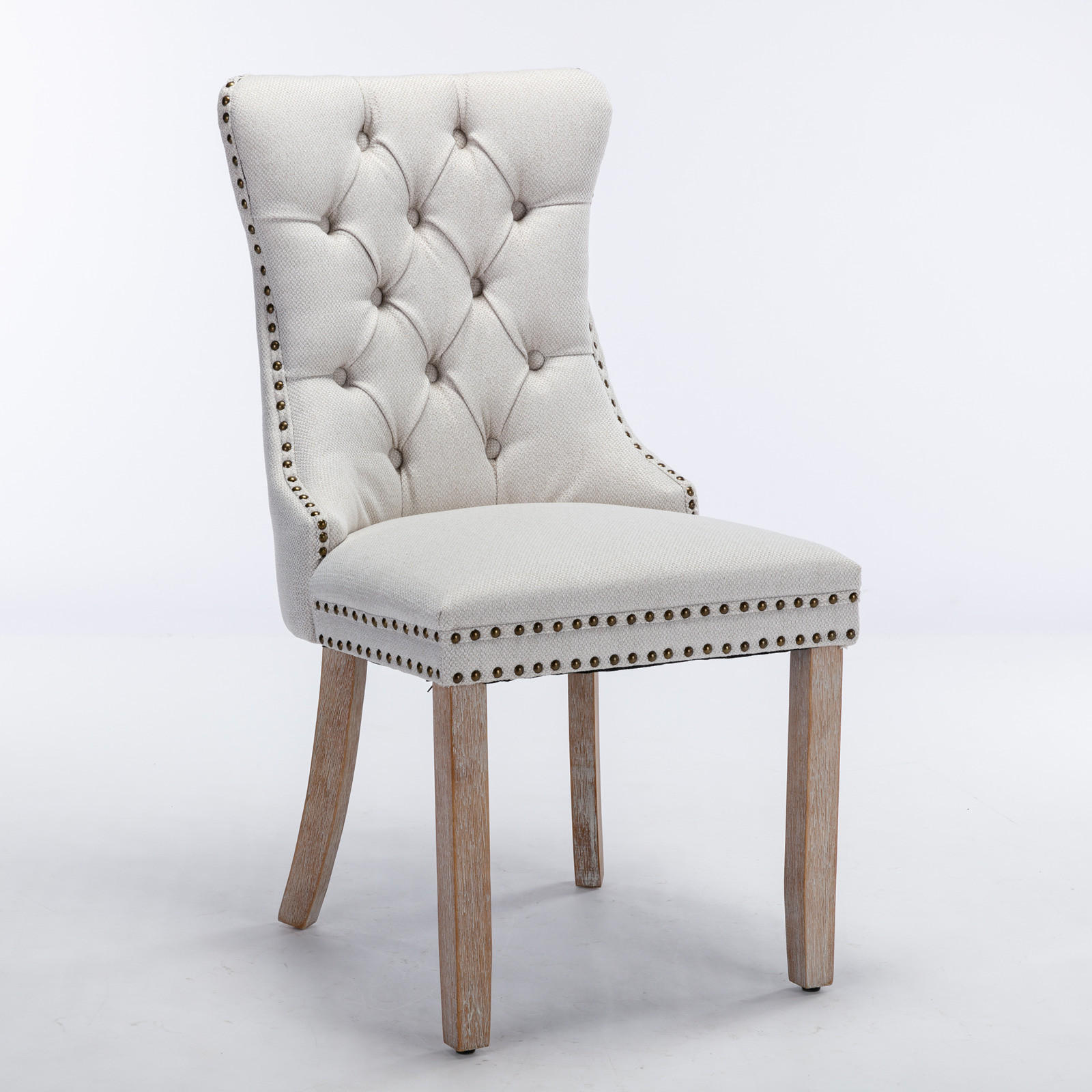 ESSZIMMERSTUHL 2er-Set aus Leinen mit Holzbeinen, Beige - Beige, Textil (65/95/50cm)