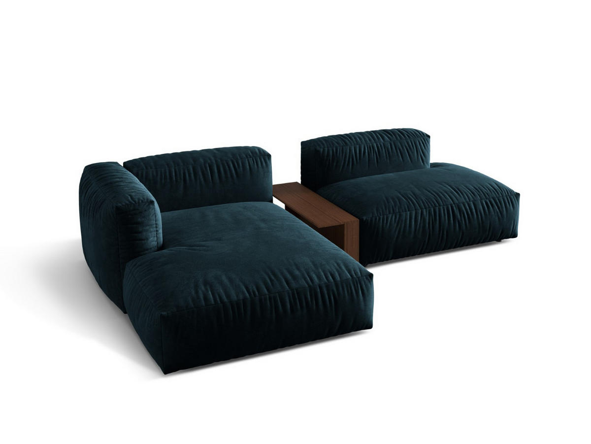 ECKSOFA modular links Martina aus Samt dunkel petrol 2 Sitzplätze - Petrol, Textil (176/285cm) - Micadoni