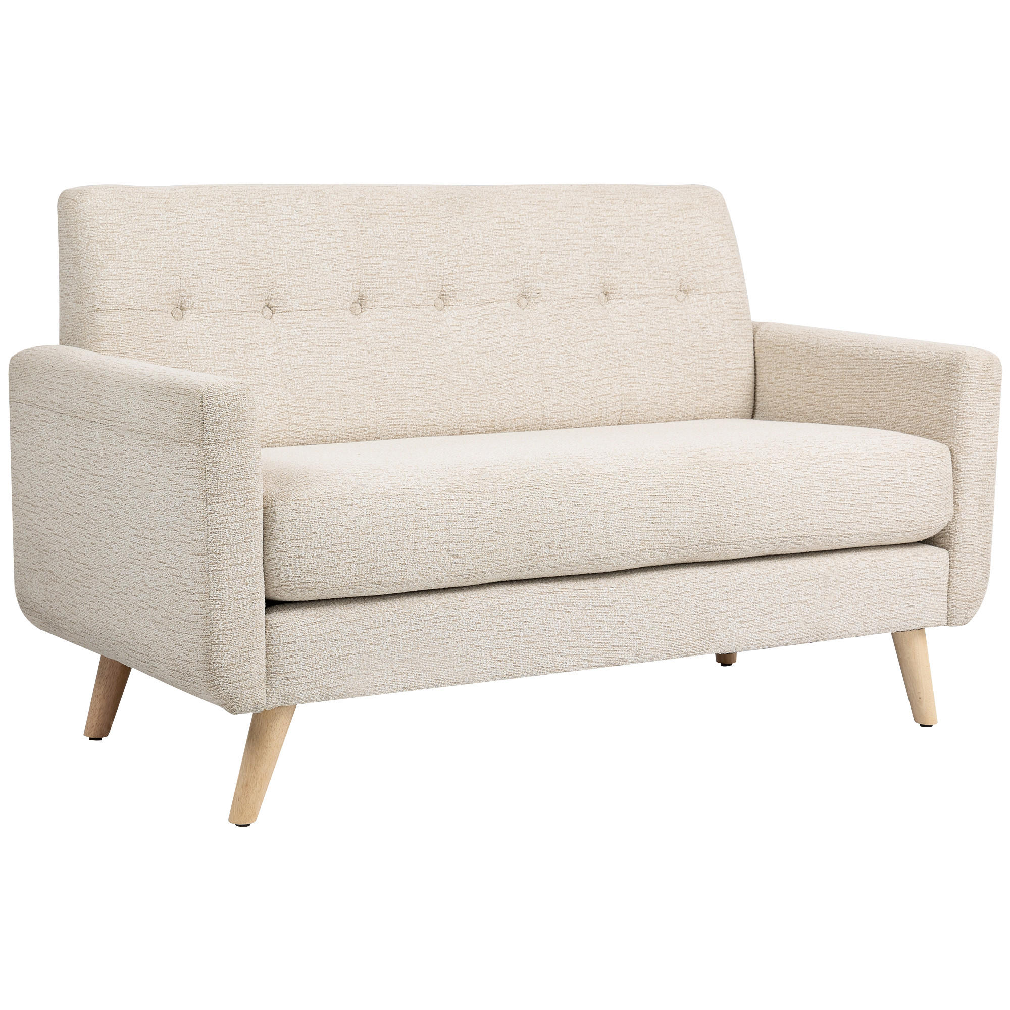 2 Sitzer Sofa, Couch mit Dickem Sitz- und Rückenkissen, Samtoptik, Beige - Beige, Kunststoff (71/82/134cm) - HOMCOM