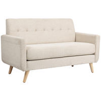 2 Sitzer Sofa, Couch mit Dickem Sitz- und Rückenkissen, Samtoptik, Beige - Beige, Kunststoff (71/82/134cm) - HOMCOM